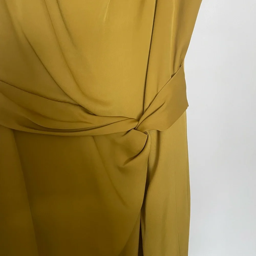 NWT Banana Republic midi length dress with draping details. Mustard Gold color. - Picture 5 of 9